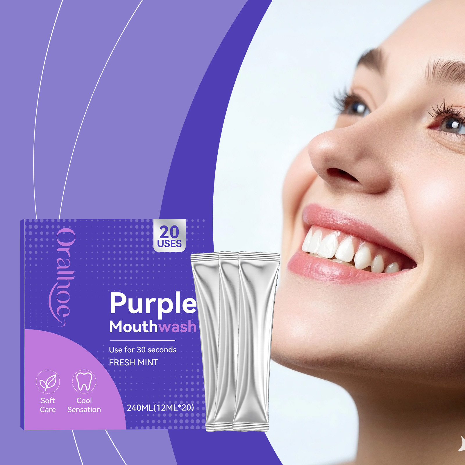 Teeth Whitening Xylitol - Paket Individu Obat Kumur Ungu Rasa