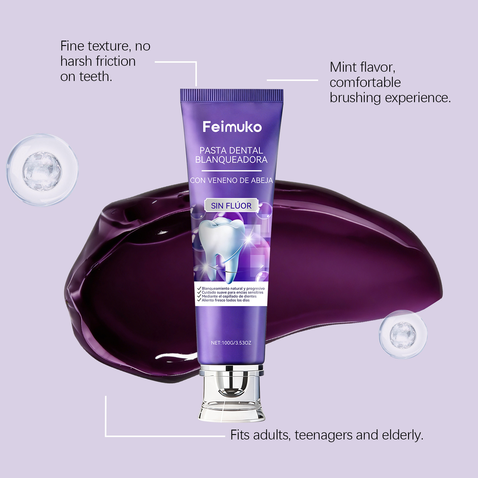 Pasta Gigi Ungu Racun Lebah Hi - Teeth Whitening Mousse ulasan dan harga