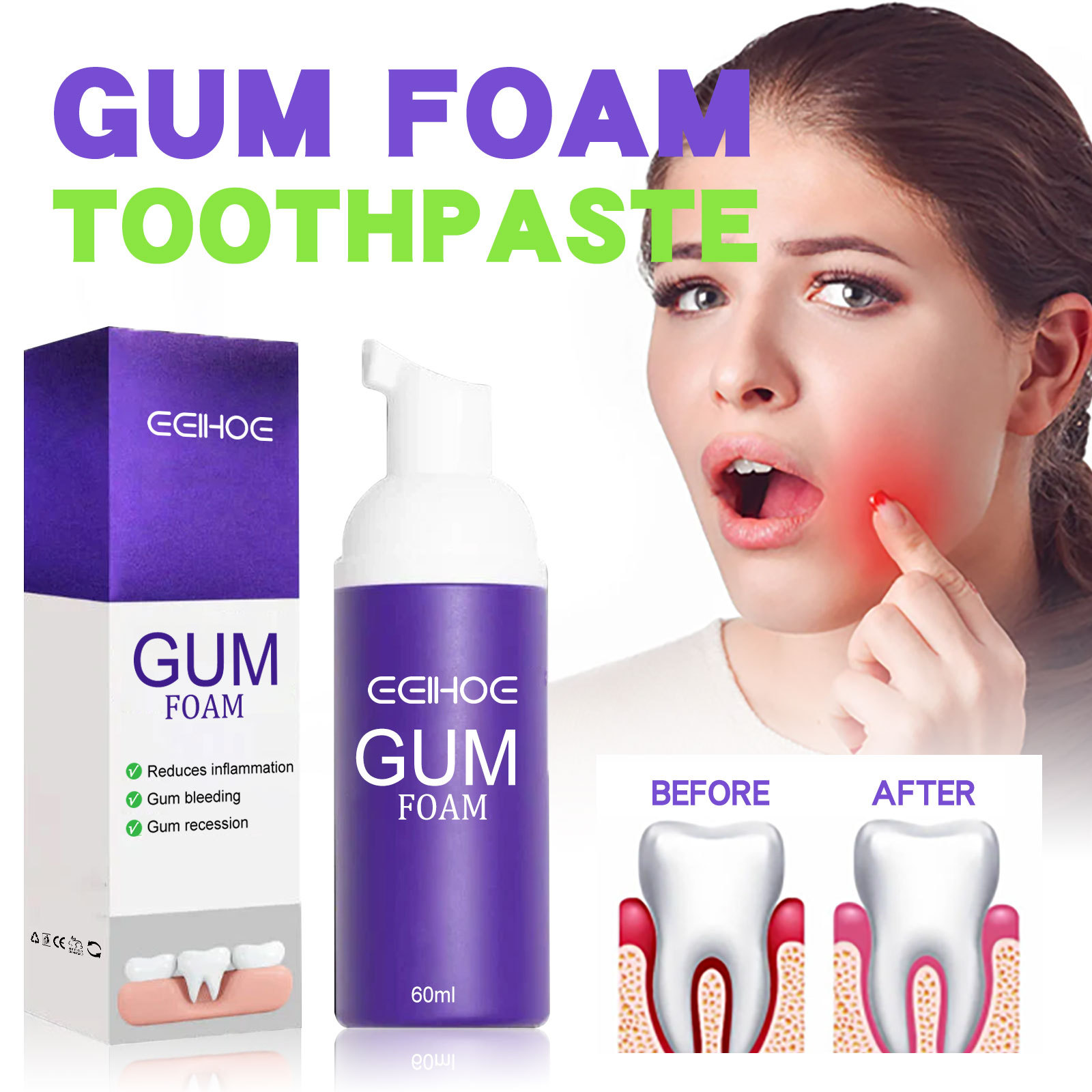 60Ml Mousse Pemutih Gigi V34 P - Teeth Whitening Mousse ulasan dan harga